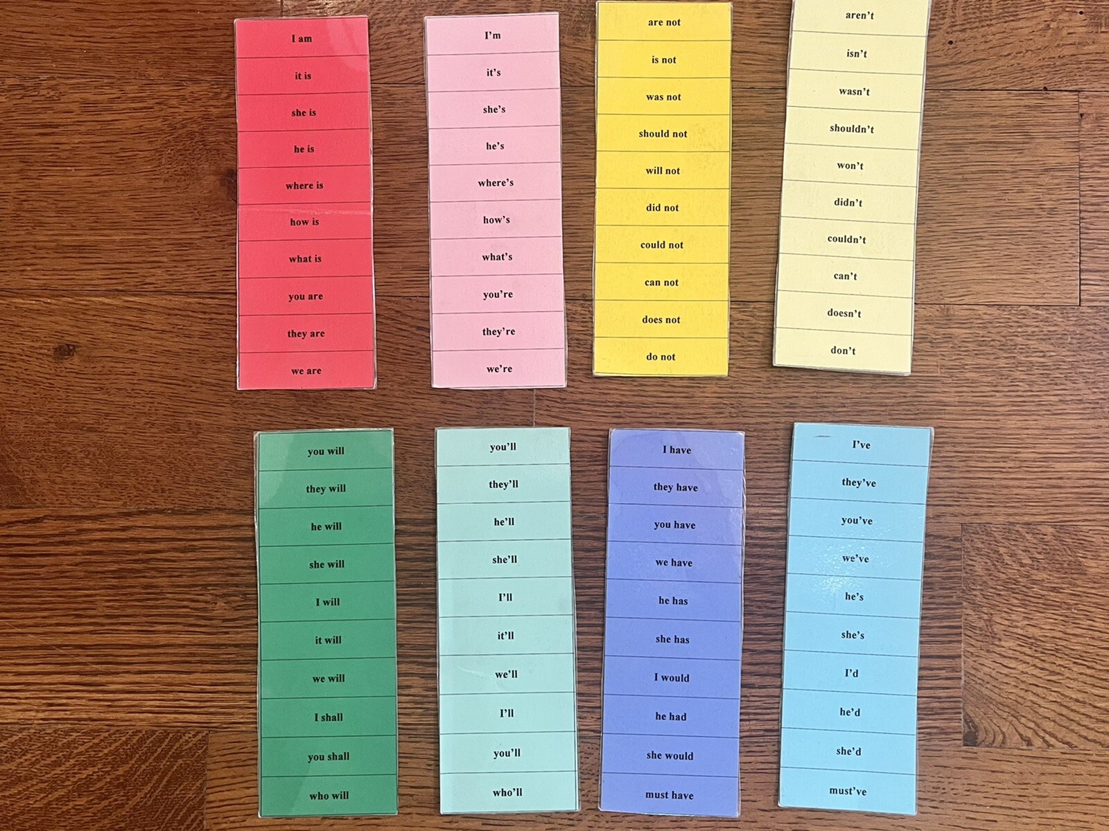 Montessori Language Arts CONTRACTIONS Matching Card Set Educational Materials