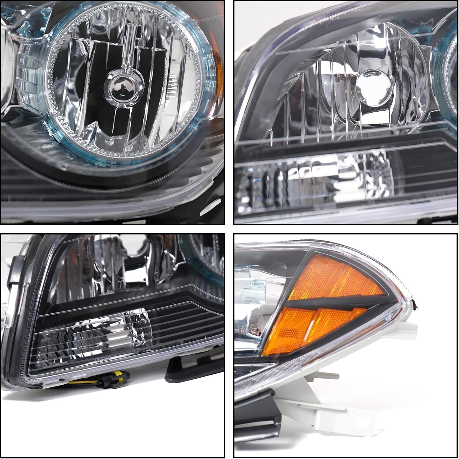 08-12 Chevy Malibu Headlight Assembly Pair Black Housing Amber Corner Clear Lens