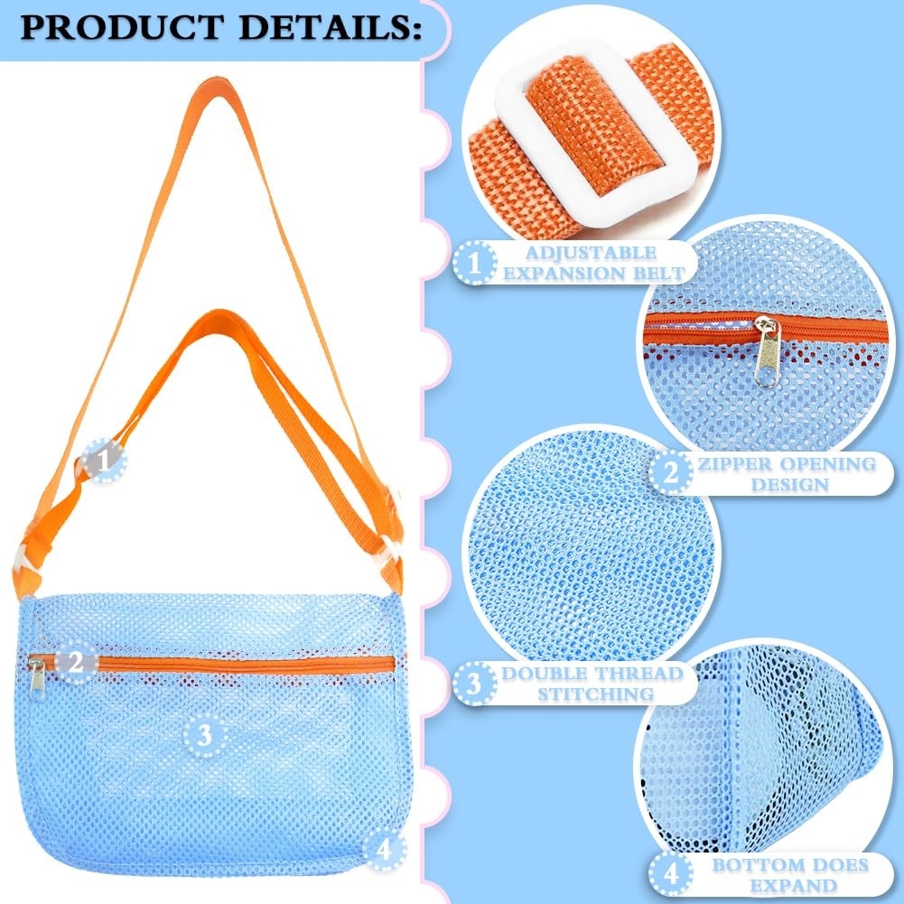 Beach Mesh Shovel and Shell Bag Set, Kids Sand Filter Scooper Toys – 10 inch