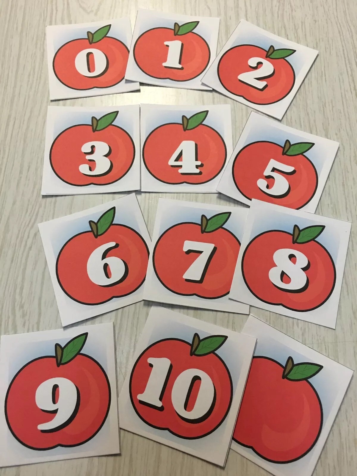 Apples – 0-10 Number Cards – Laminated Card Set- Pre-school- Kindergarten
