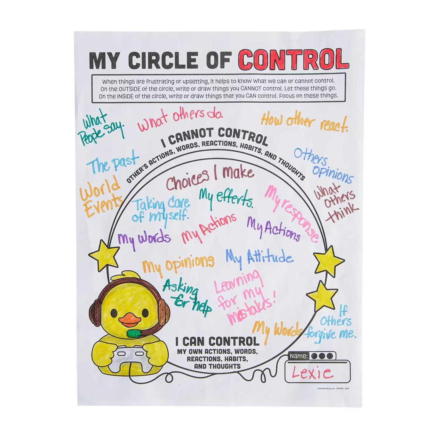 Fun Express Color Your Own Social Emotion Learning Circle of Control Posters – 3