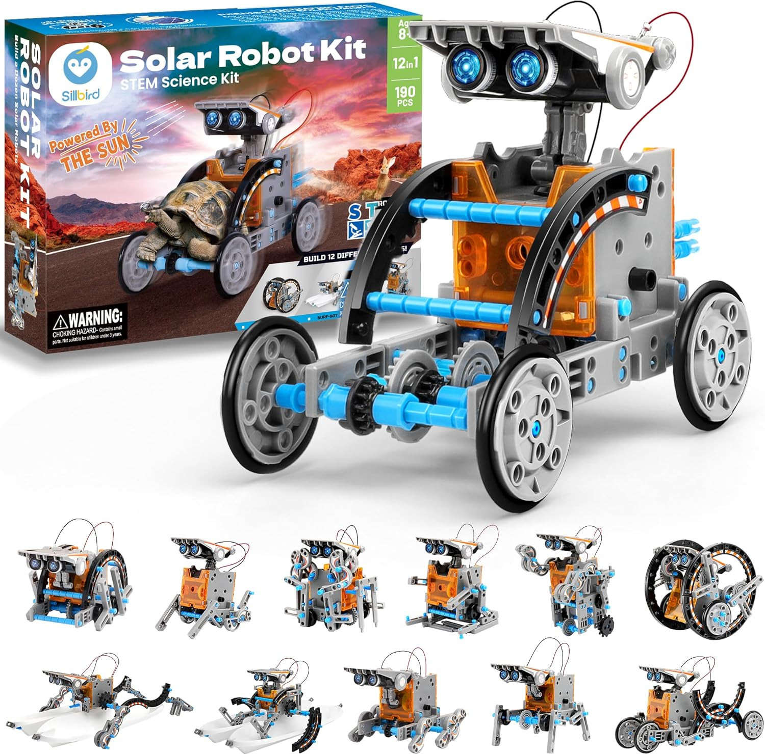 Solar Robot Building Kit – 12-in-1 STEM Toy for Kids Age 8-13, 190 Pieces