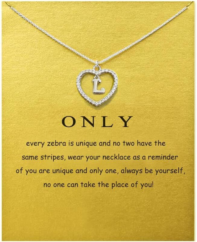 Heart Initial Necklace for Women Dainty Personalised Silver Necklaces Cute