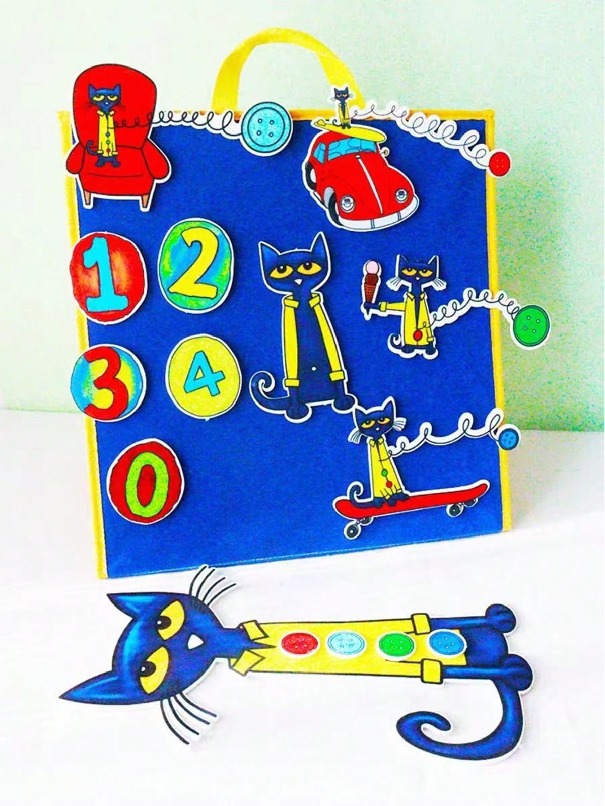 Pete the Cat Button Story Felt Set Flannel Board Educational Toys Preschool Kids