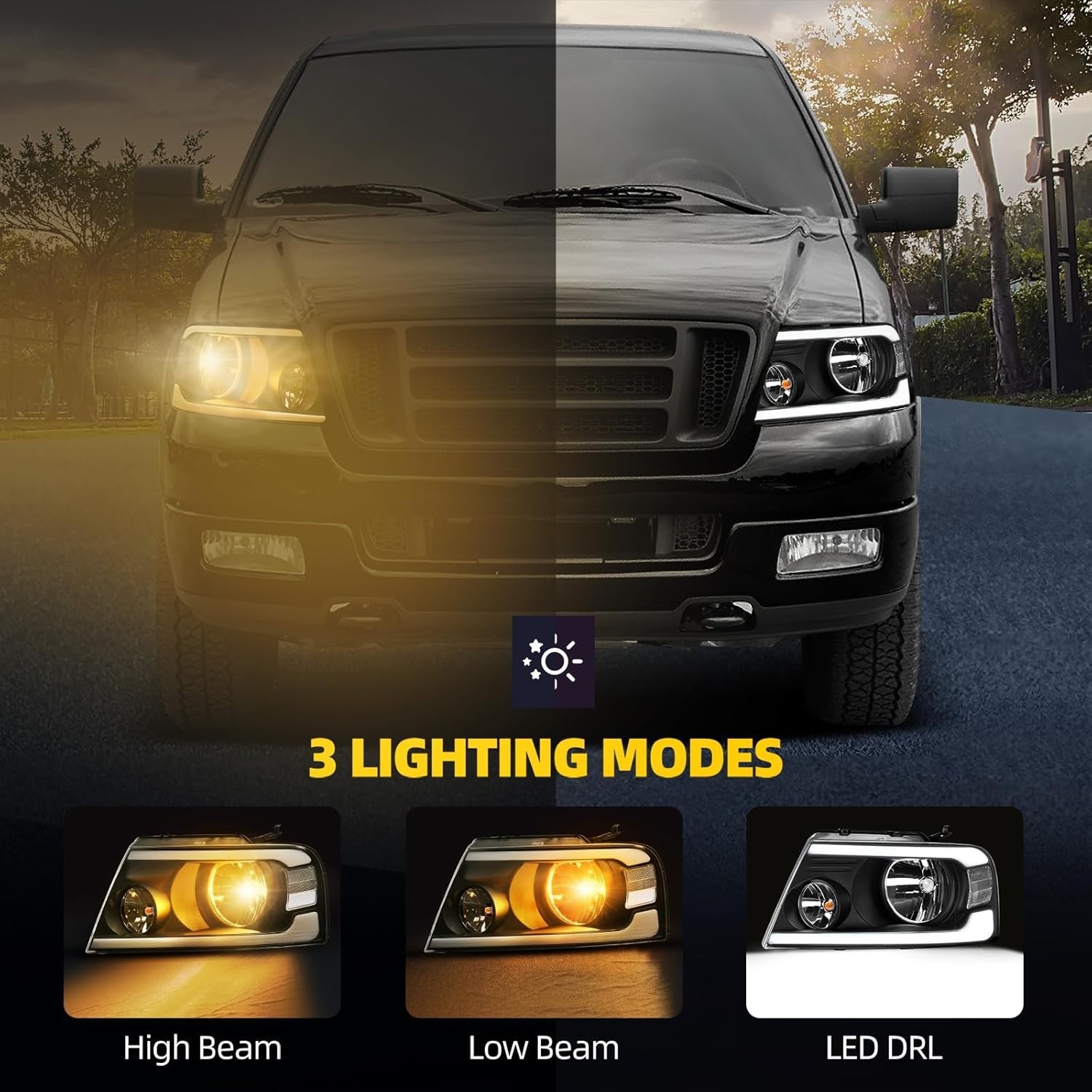 Headlights Assembly Compatible with 2004 2005 2006 2007 2008 Ford F-150 Headlam