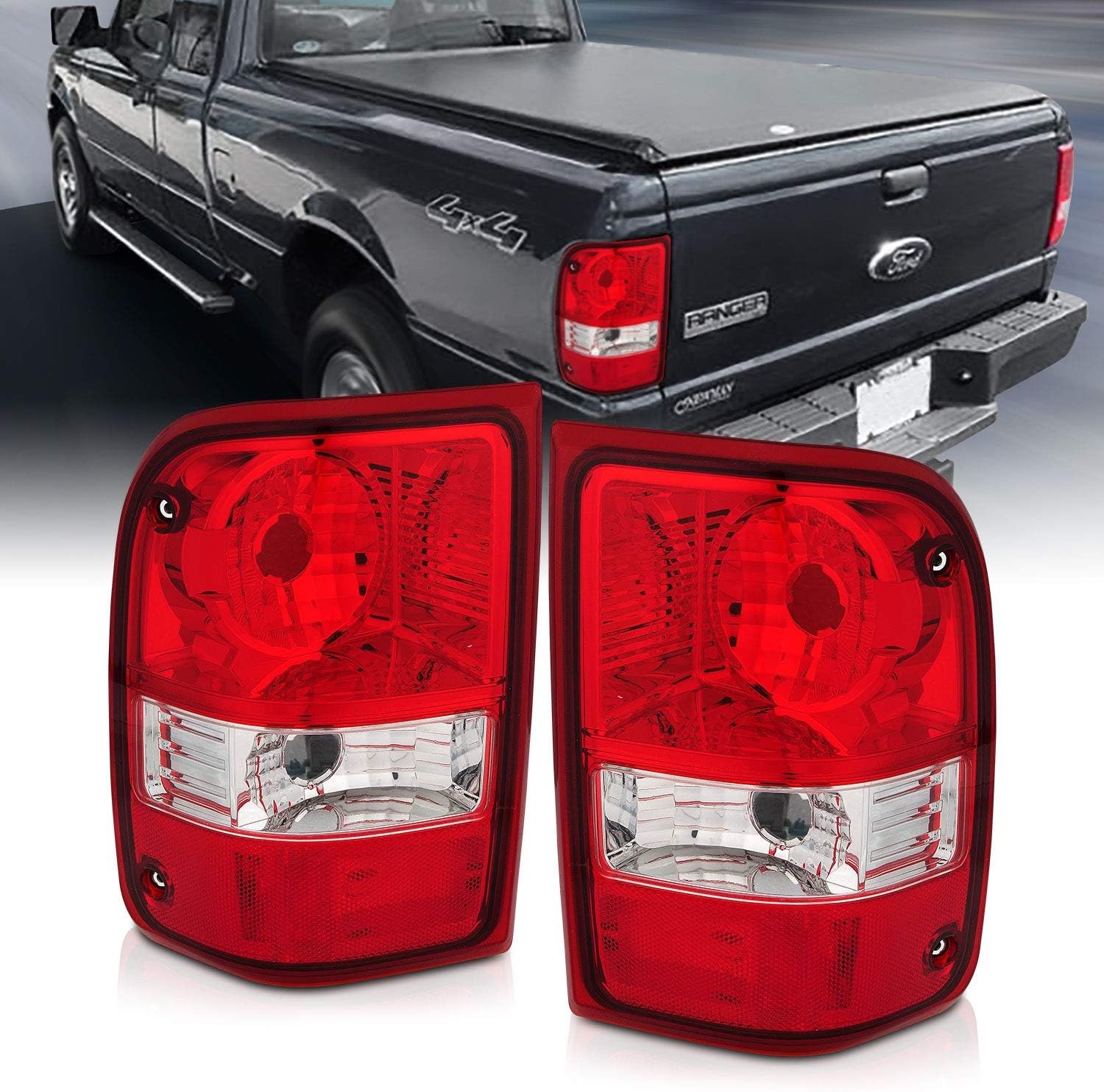 2001-2011 Ford Ranger Pickup Factory-Type Red Tail Lights Pair Left & Right