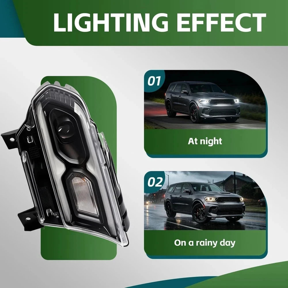 Headlight Assembly Passenger Compatible with Durango 2021-2024 Right side w/D…