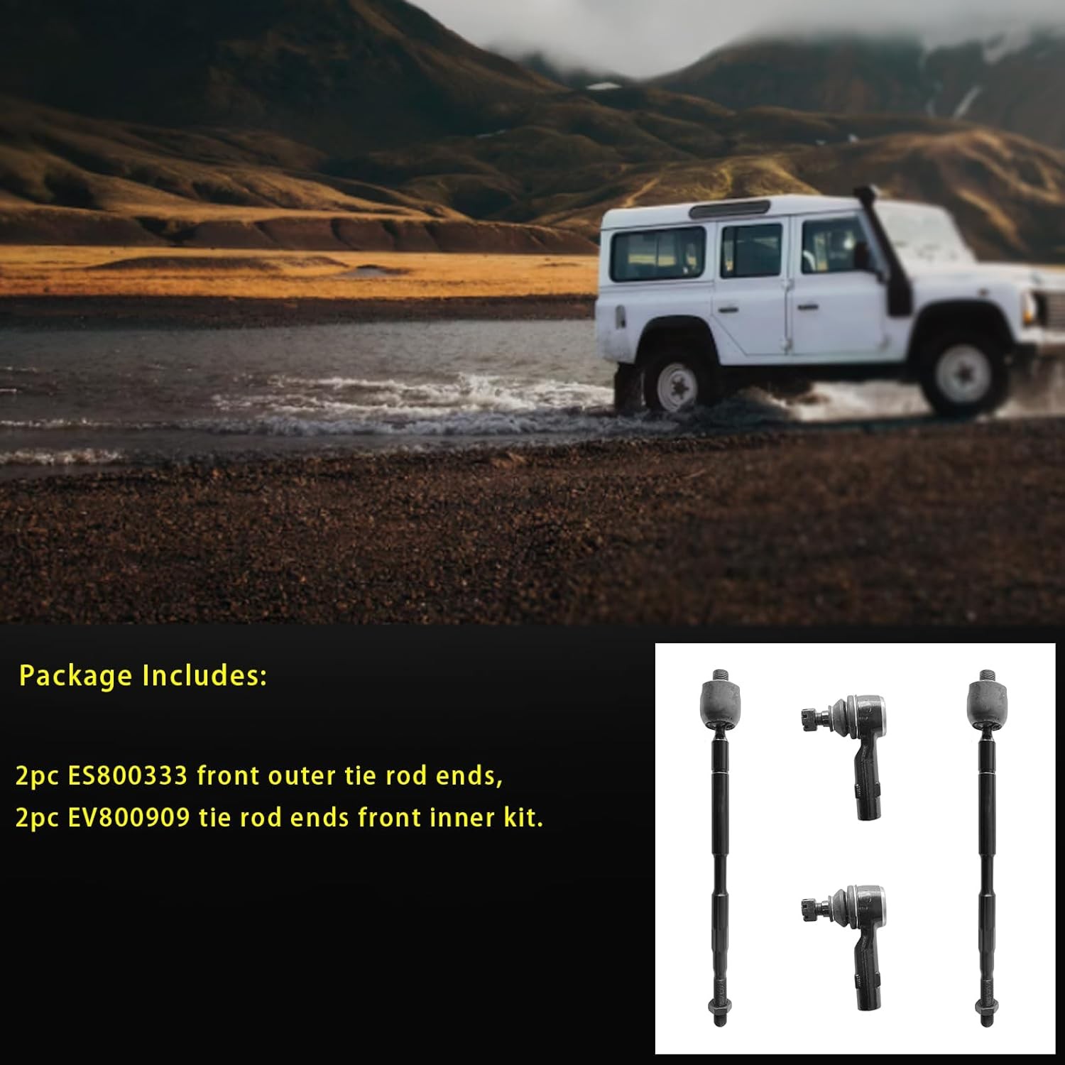 4pc Front Outer Tie Rod Ends and Front Inner Tie Rod End Kit ES800333 EV800909