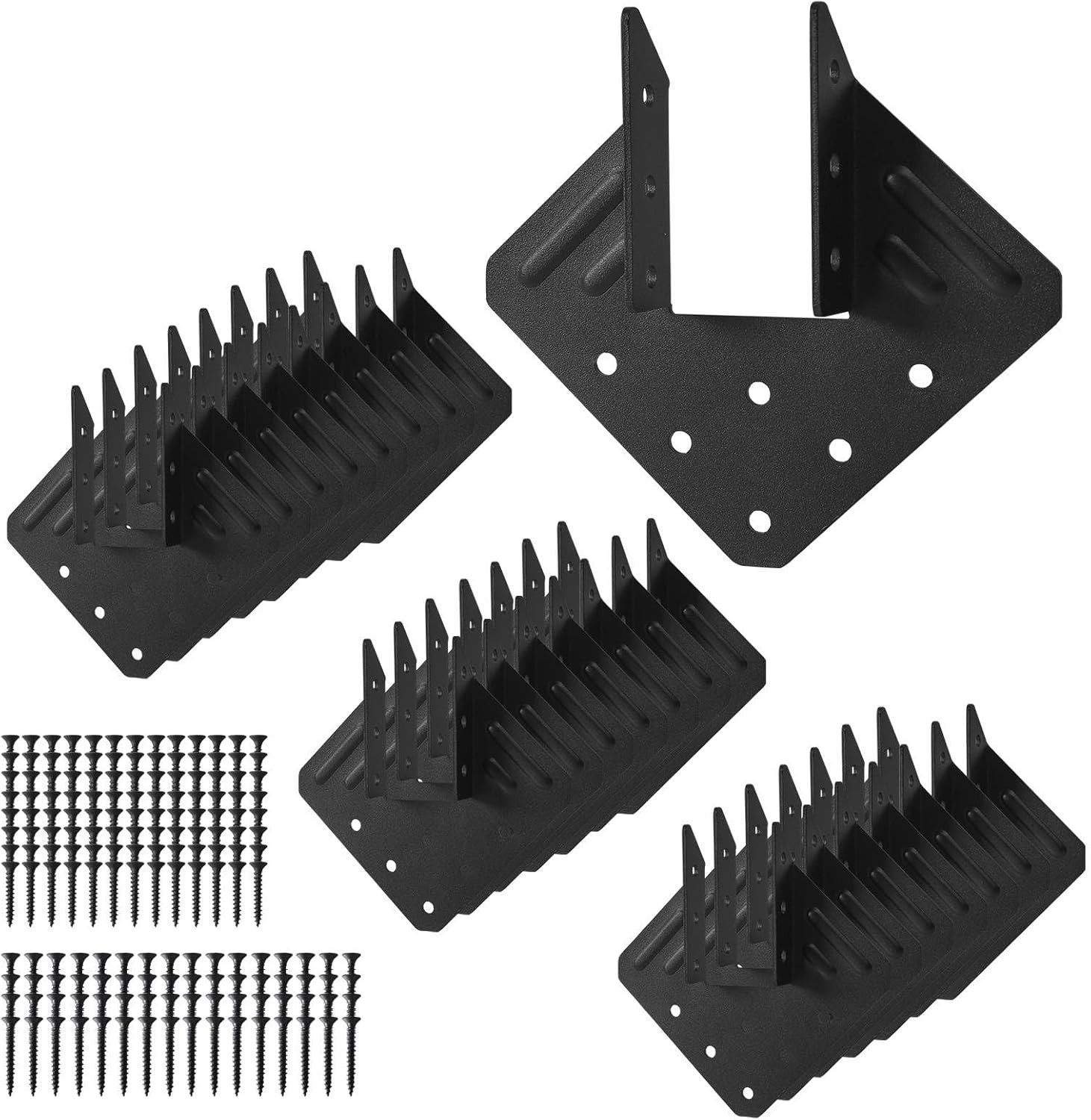 24 Pcs Hurricane Tie,14-Gauge(2Mm) Heavy Duty Joist Hangers,Black Powder Coating