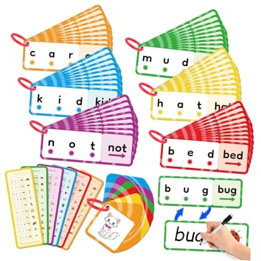 Word Games,Phonics Games Flash Cards,Speech Therapy Toys for Toddlers CVC