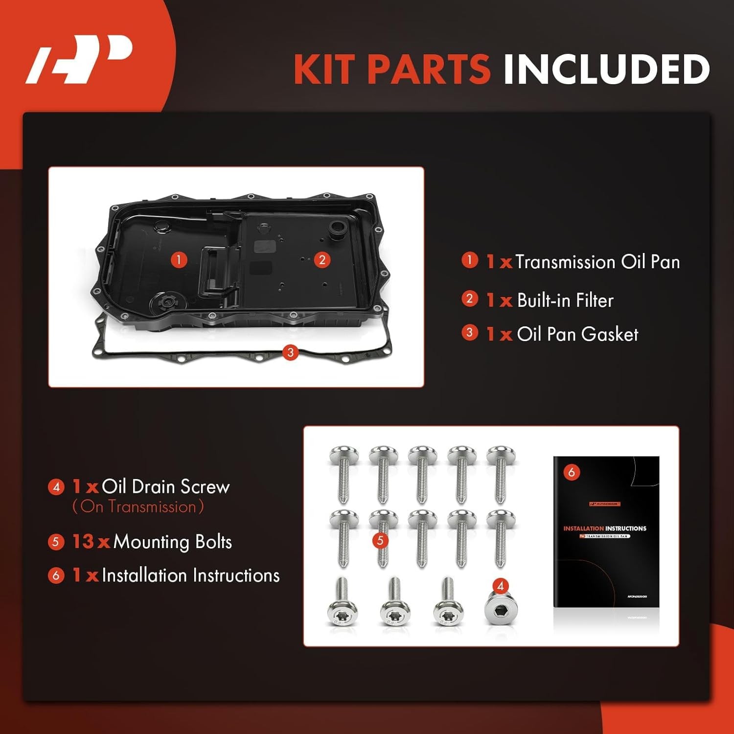 A-Premium Transmission Oil Pan with Gasket & Drain Plug Compatible with Ram 1500