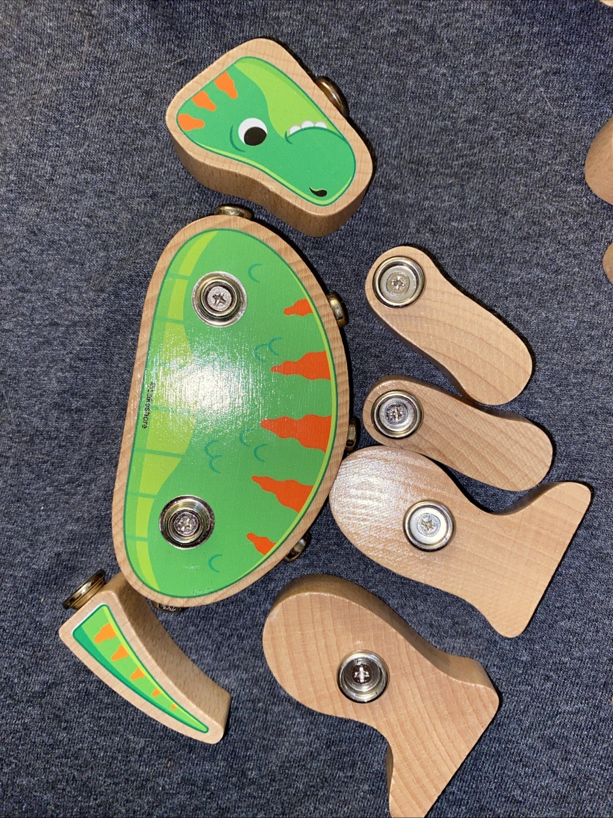 Snap Dinosaur Wooden Toy Set- Mix & Match 37 Pieces — NOT COMPLETE