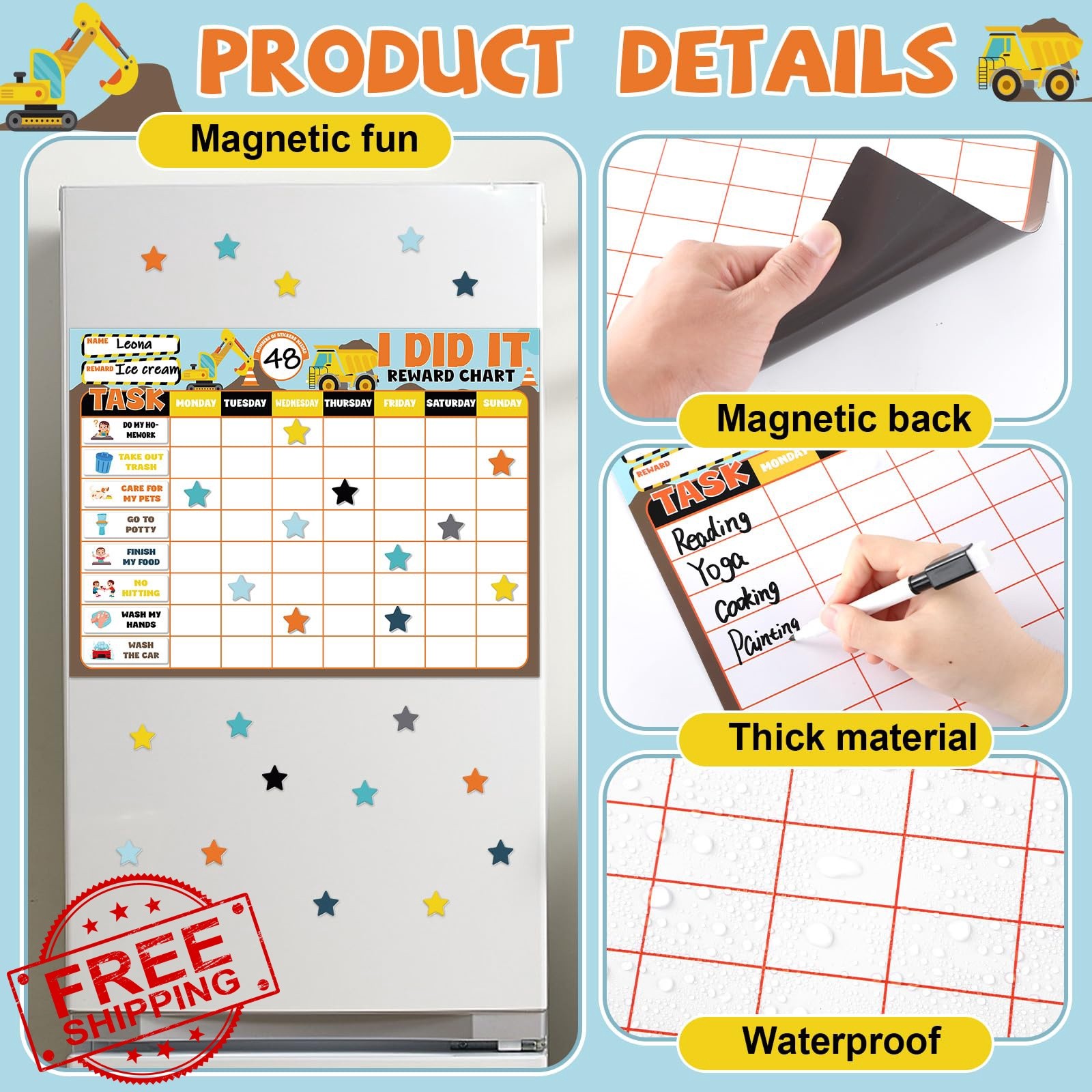 Qyeahkj Construction Magnetic Reward Chart