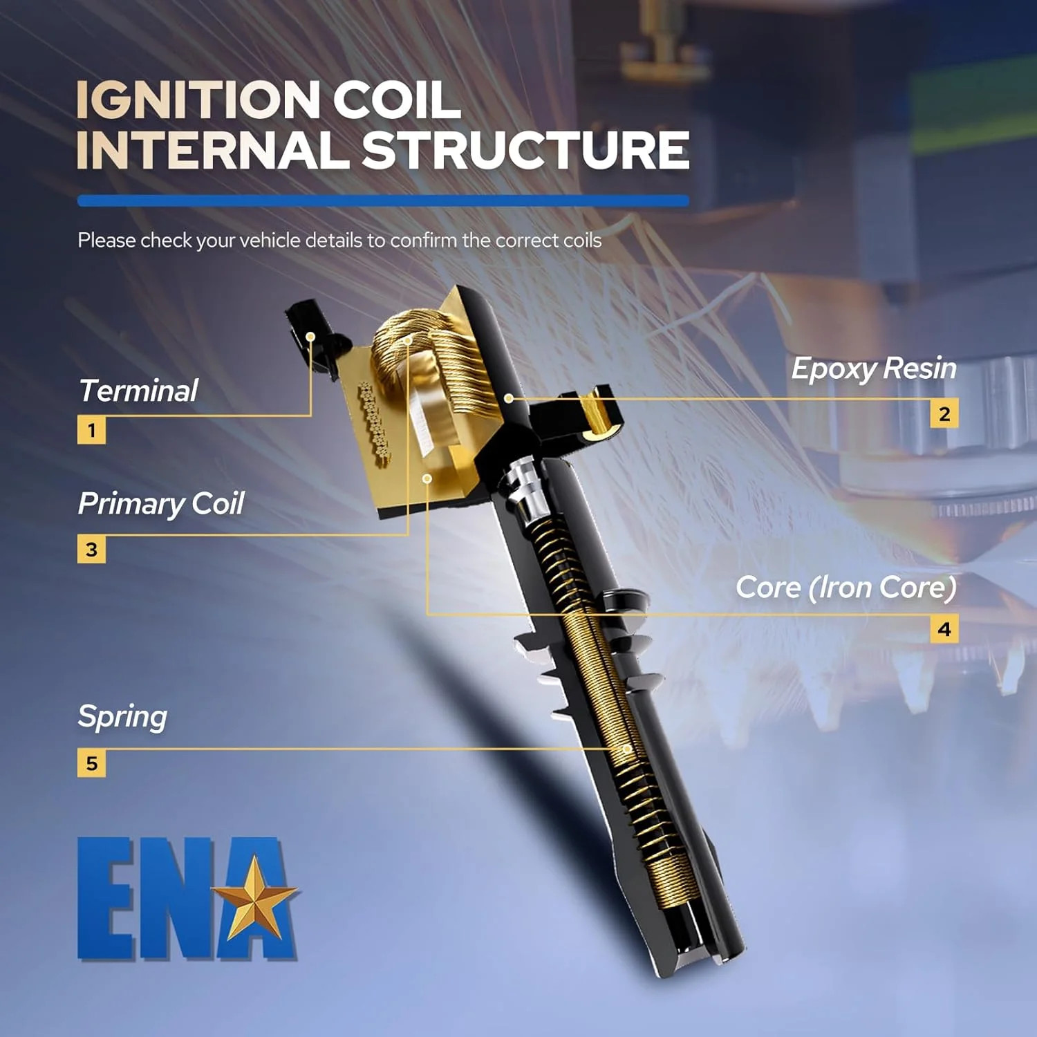 ENA 1 Ignition Coil Pack Compatible with Mercedes-Benz 3.0L 3.5L 4.6L 5.5L C230
