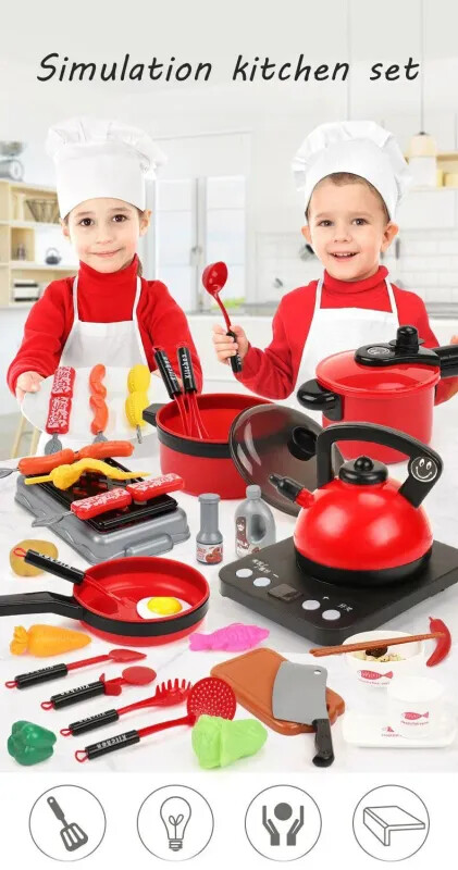 Set For Kids Girl Cooking Kitchen Toy Baby Cutting Fruit Cooking Kitchen Utensil