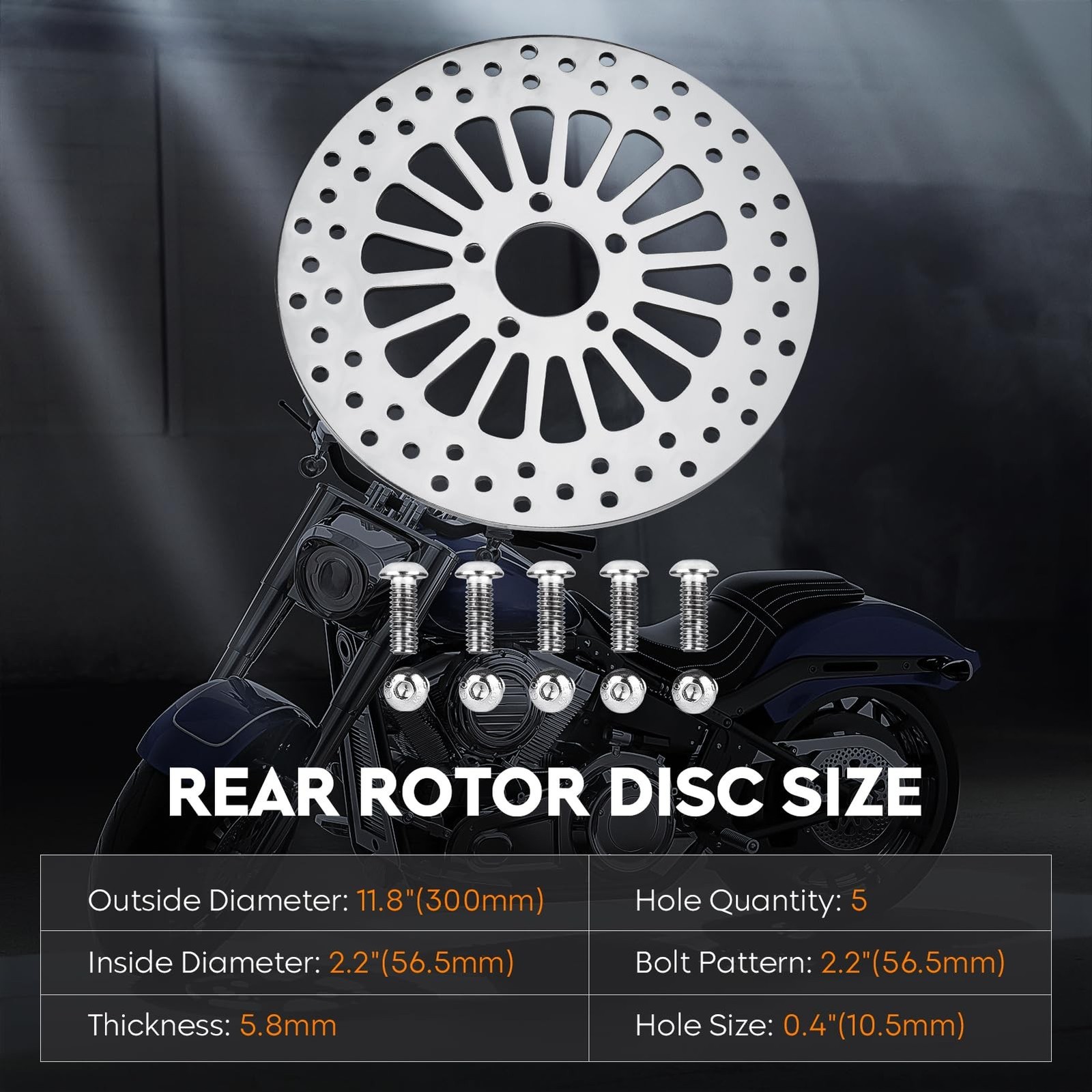 11.8″ Rear Brake Rotors Disc with Bolts Fit for Harley Road King/Electra Glid…