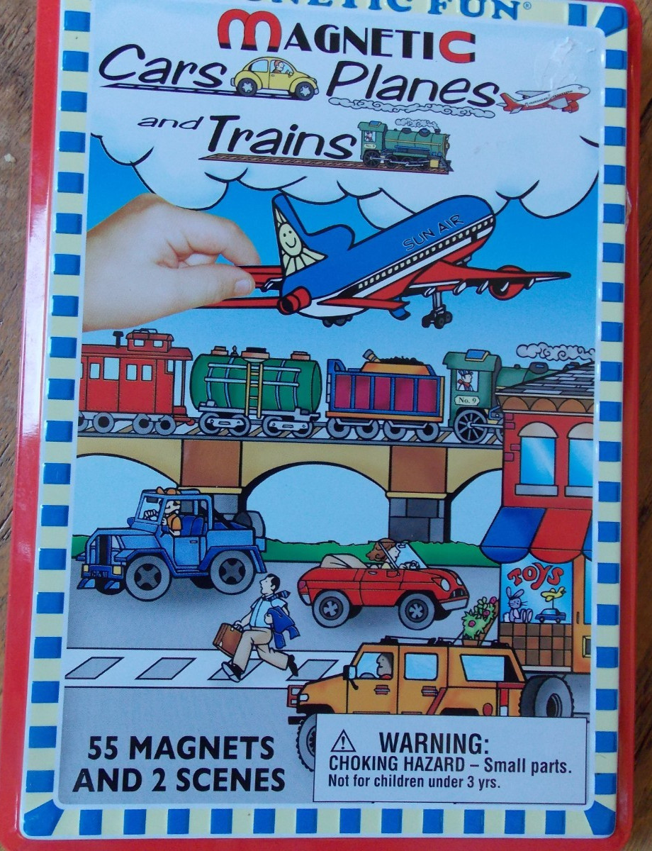 Magnetic Travel Activity Cars Planes Trains Transportation Magnetic Tin Set