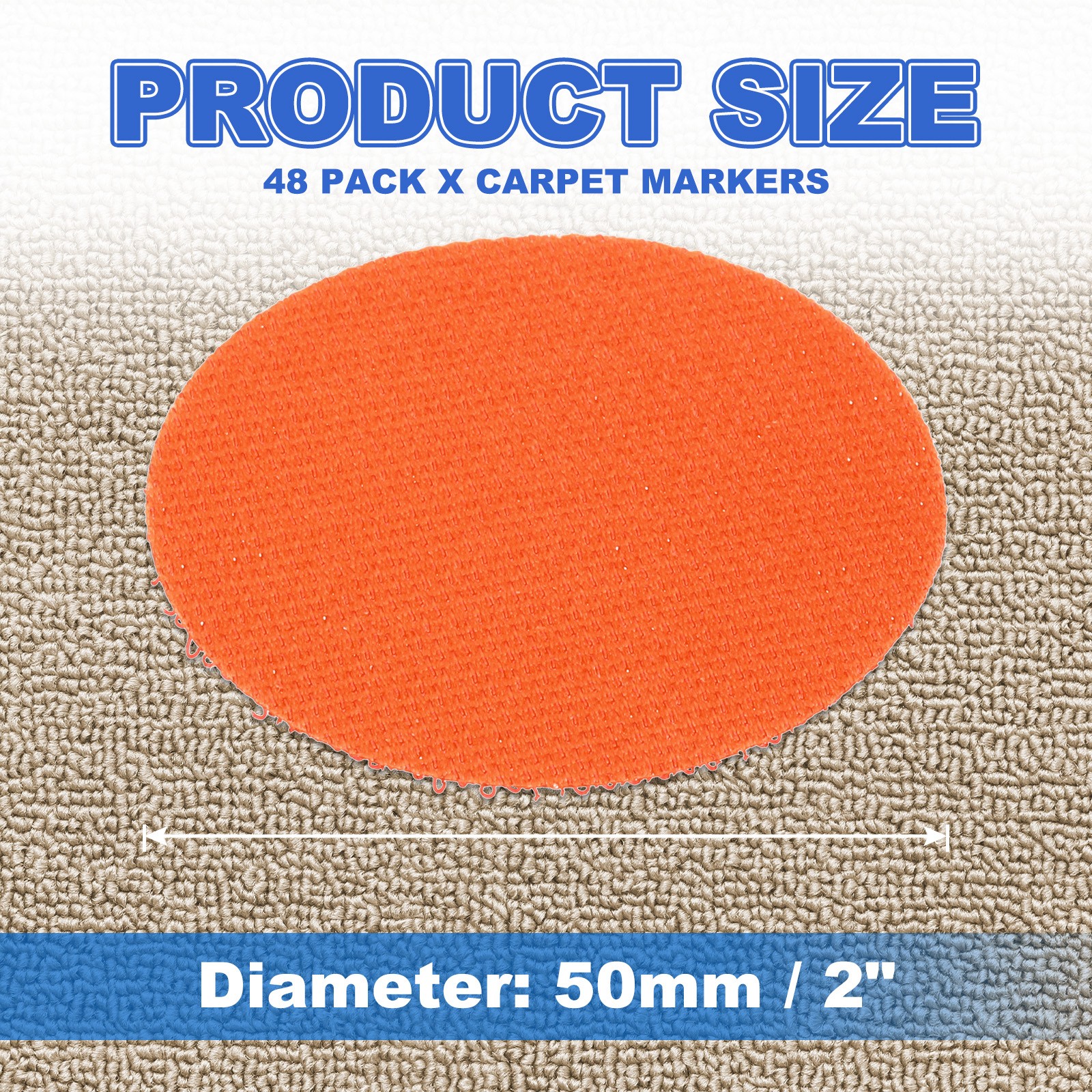 48pcs Carpet Marker Spots 2 Inch Round Floor Markers Non Slip Carpet Dots Orange