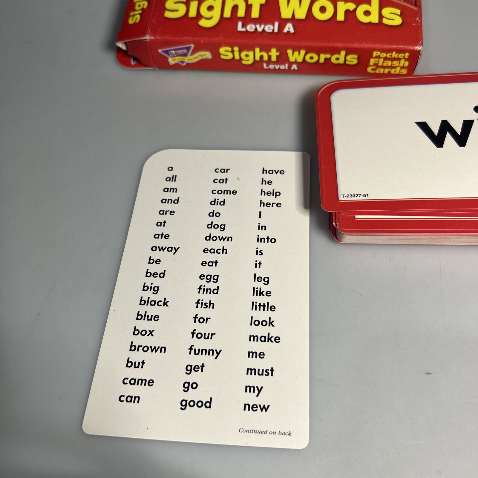 Trend Enterprises Inc. Pocket Flash Cards Sight Words Level A 108 Words