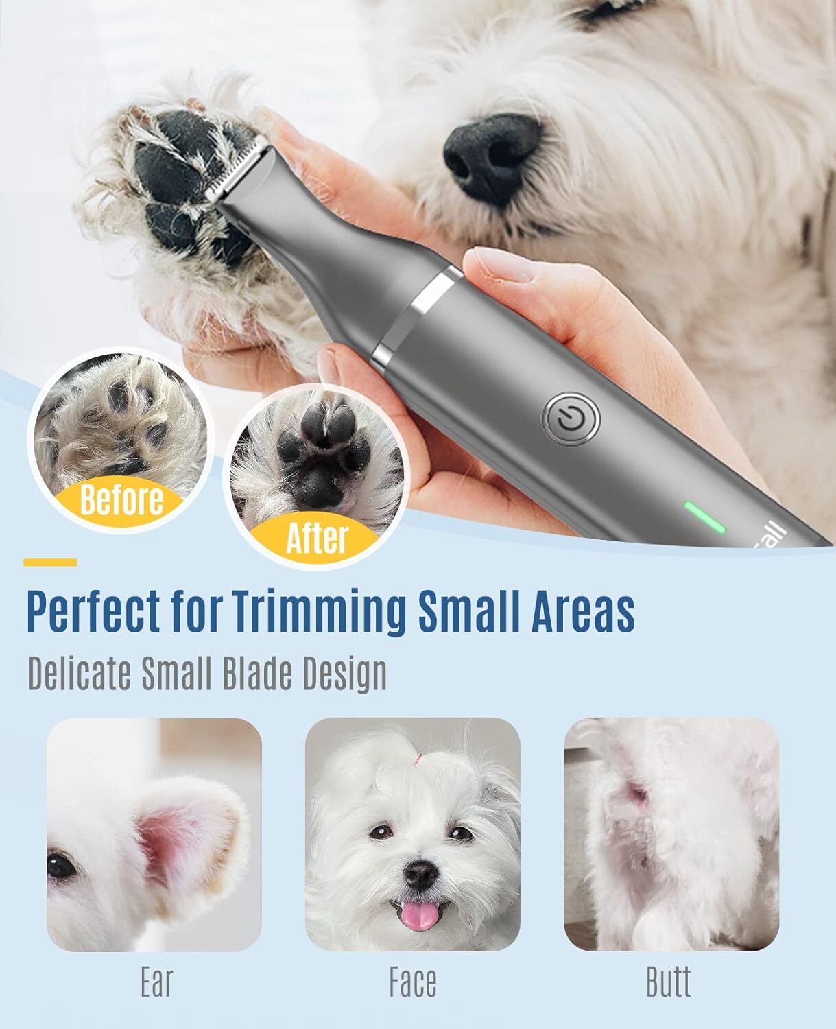 oneisall 2 in 1 Pet Cat & Dog Grooming Kit – Quiet Cordless Dog Clippers & Paw