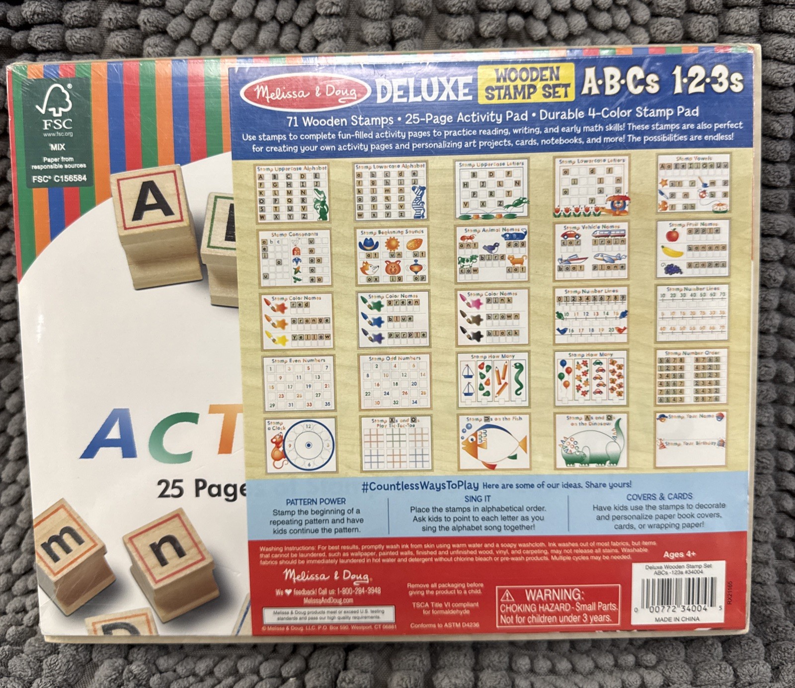 Melissa & Doug – Deluxe Wooden Stamp Set – 25 Stamp & Learn Activity – ABCs 123s