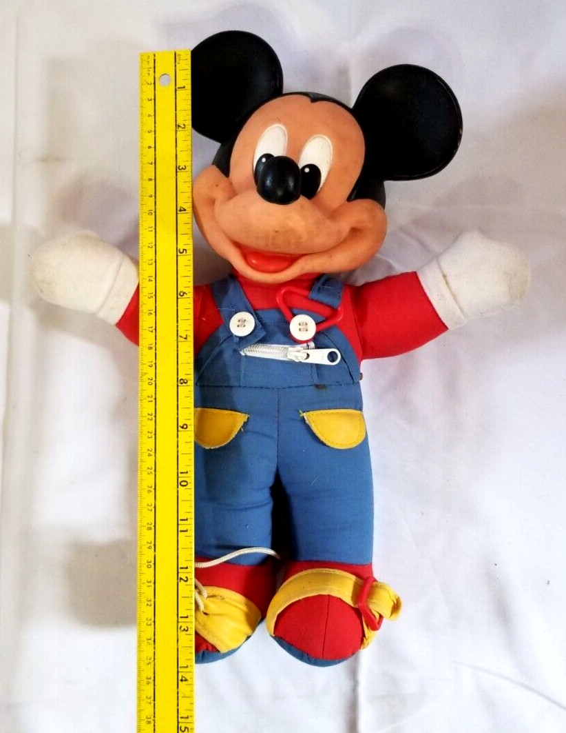 Mattel Mickey Mouse Learn How to Dress Doll Plush Toy Disney VTG 1980s Zip Tie