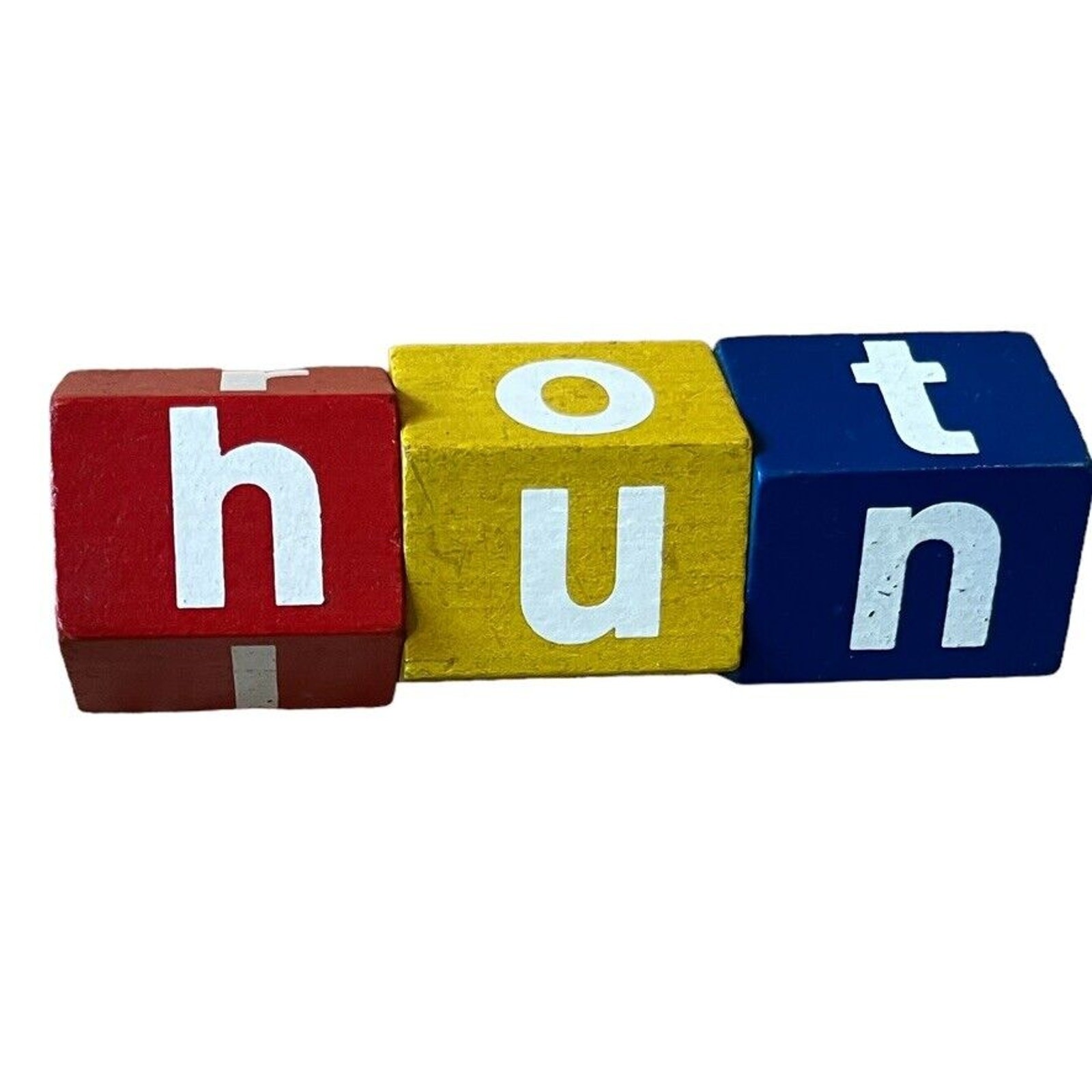 1970’s Wooden Twist Puzzle Toy Spell Words 3 Letters Reading Primary Colors