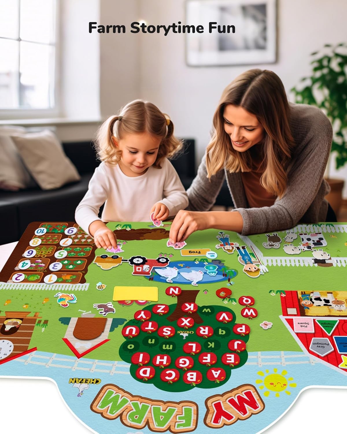 99 Pcs Farm Animals Felt Story Board Set, 3.9 Ft Preschool Farmhouse Barnyard Th