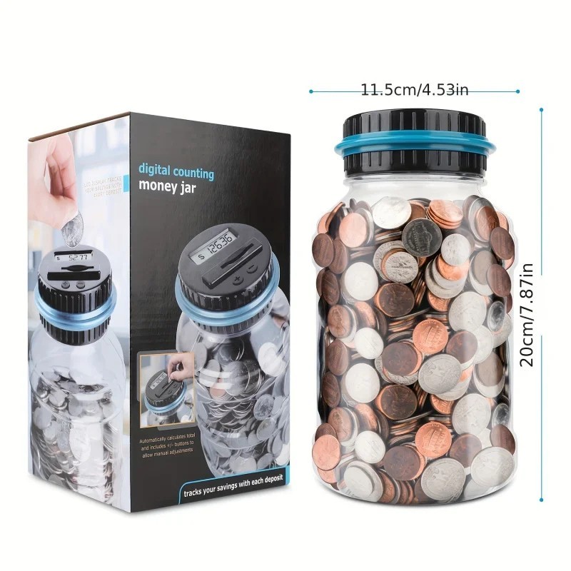 Digital Coin Counter Money Jar Piggy Bank Electronic Machine Christmas Gift Kids