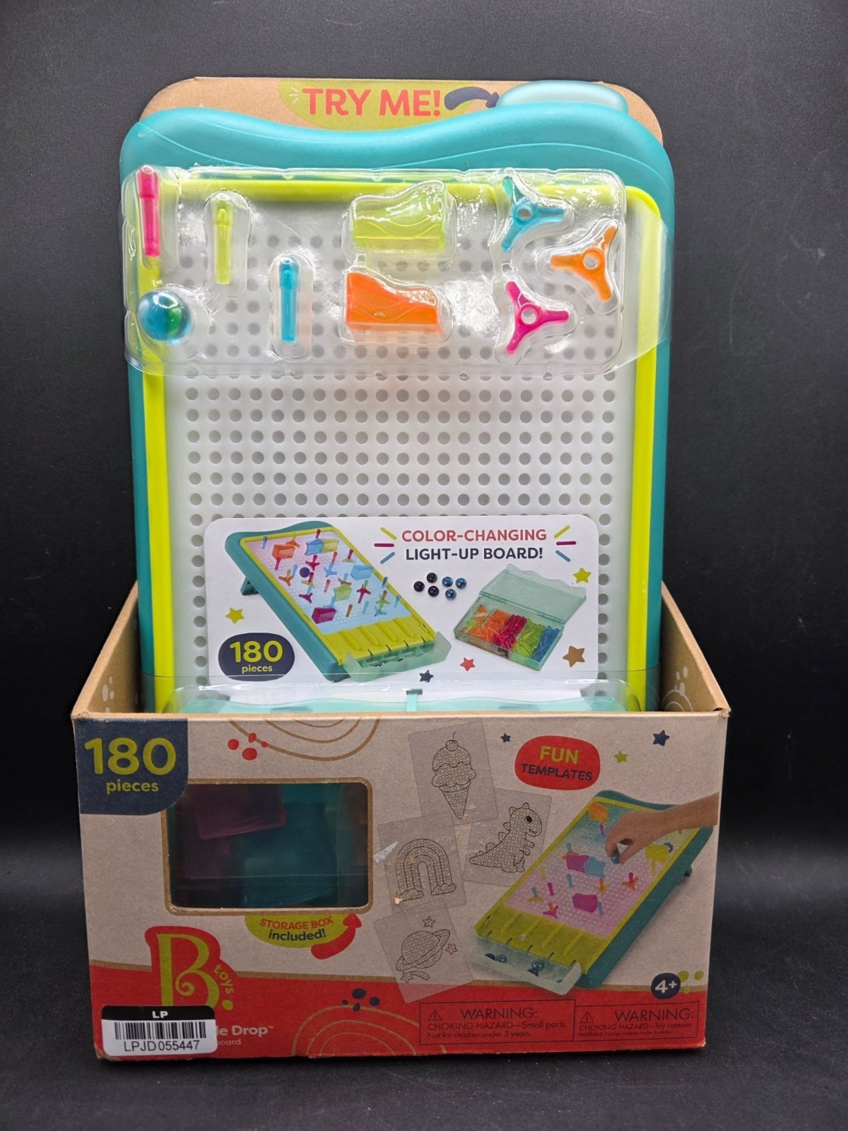 B. Toys 180-Piece Color-Changing Light-Up Board With Peg & Marble Run Set