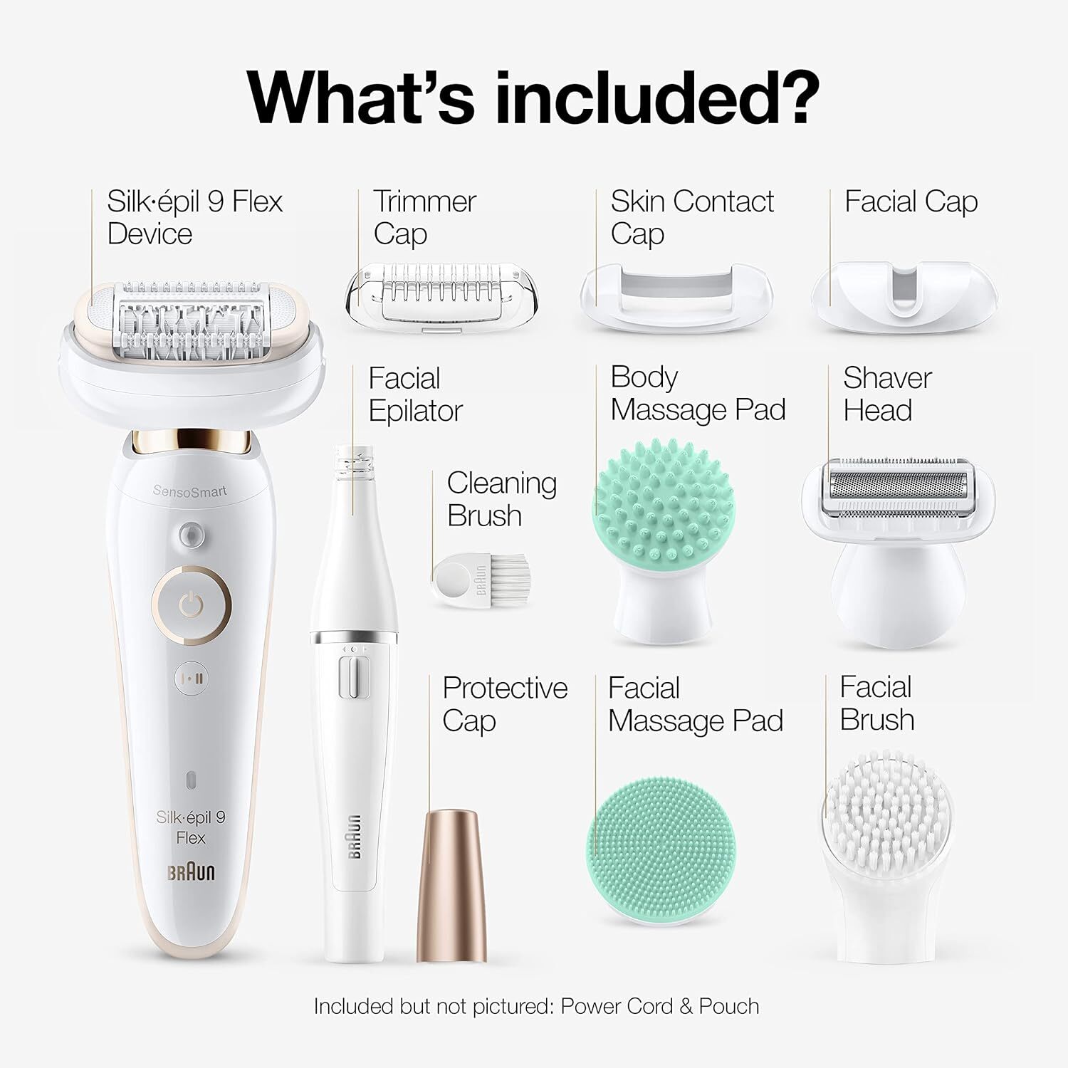 Braun Epilator Silk-épil 9 Flex 9-300 Beauty Set, Facial Hair Removal for Women,