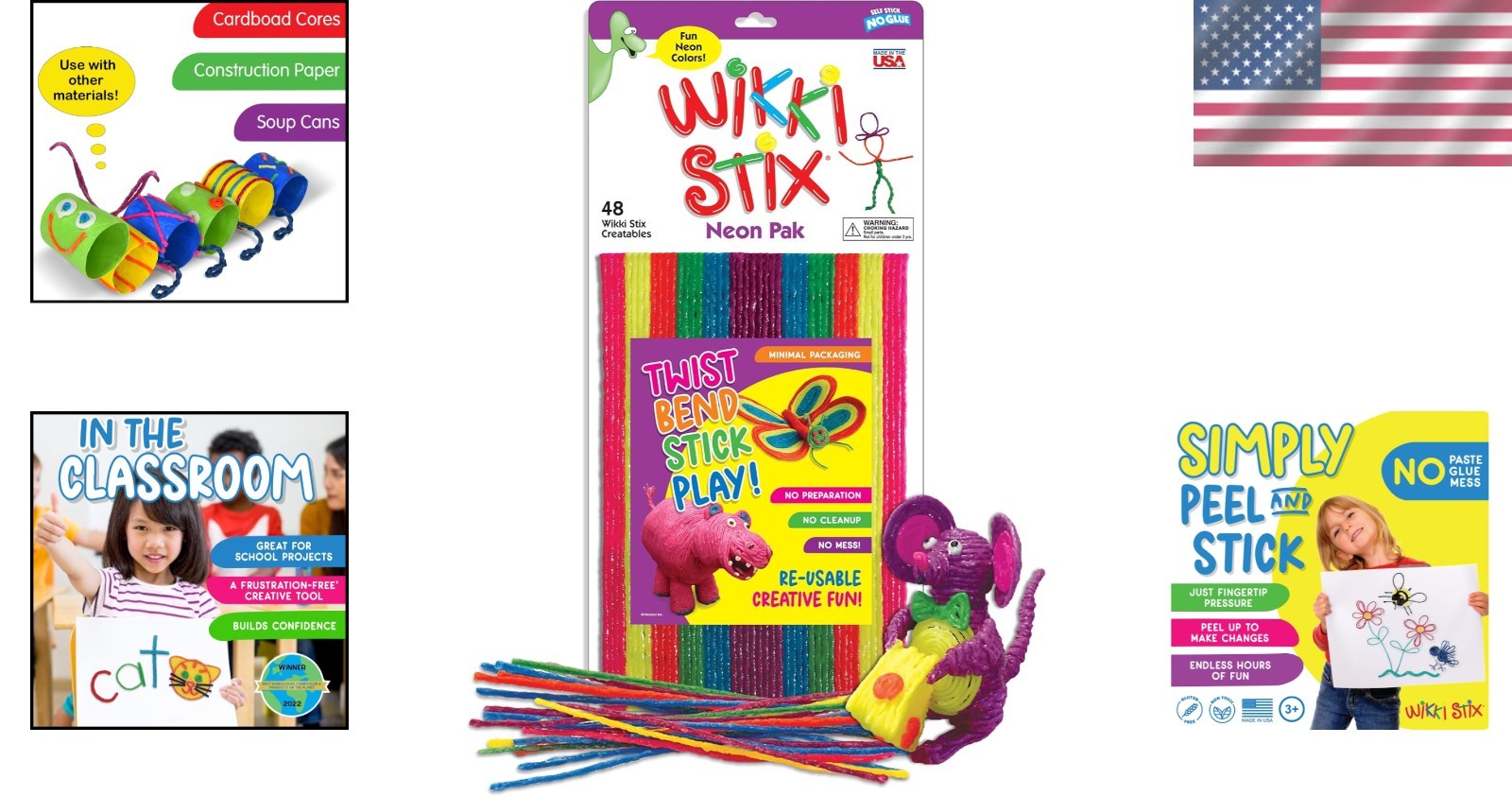Neon Art Craft Kit for Kids 48 Wax Sticks Bright Colors Creative Play