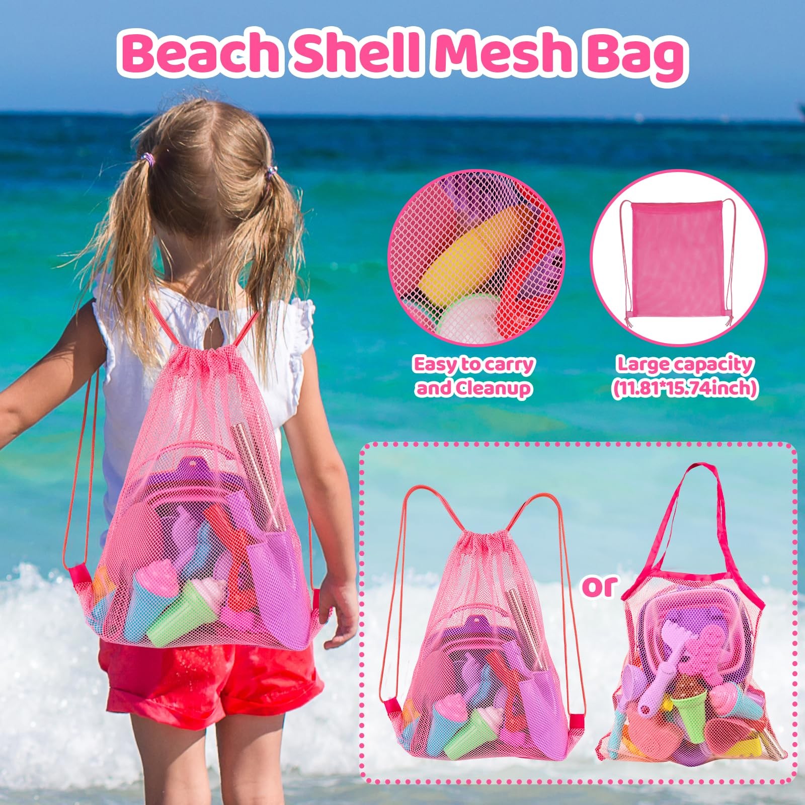 FUNWEGOT Beach Sand Toys Set Includes Collapsible Buckets 2 Large, Multicolor