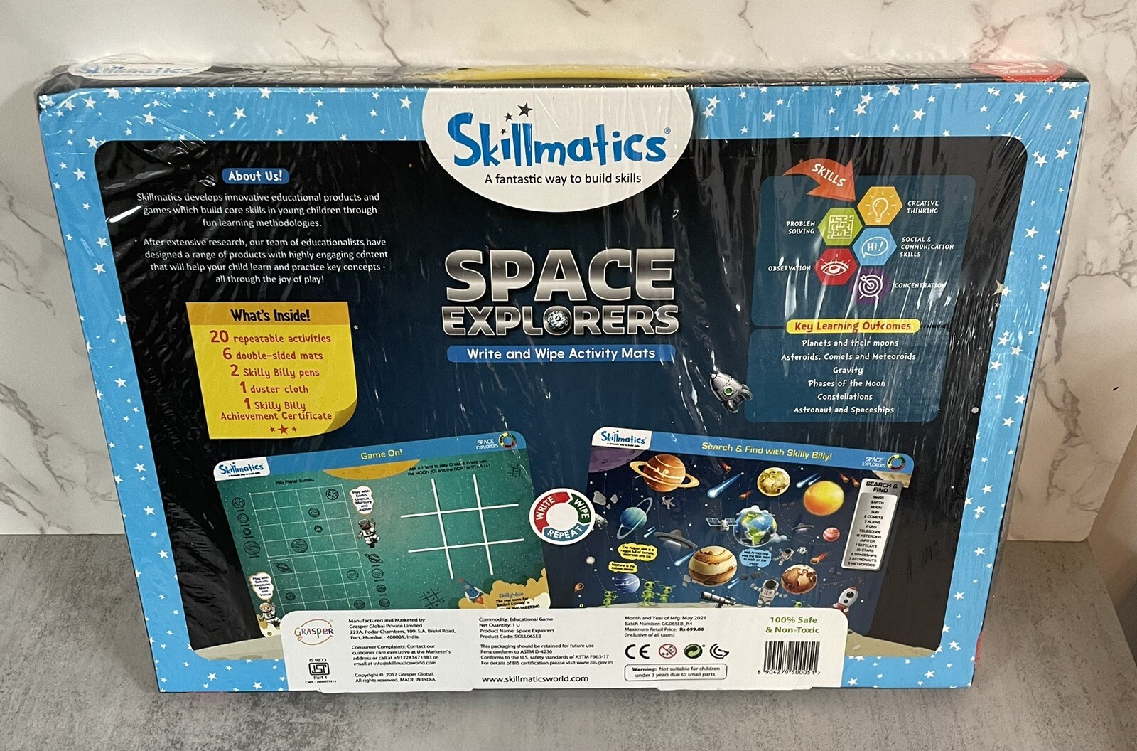 Skillmatics Write And Wipe Activity Mats SPACE EXPLORERS Ages 6-9 NEW