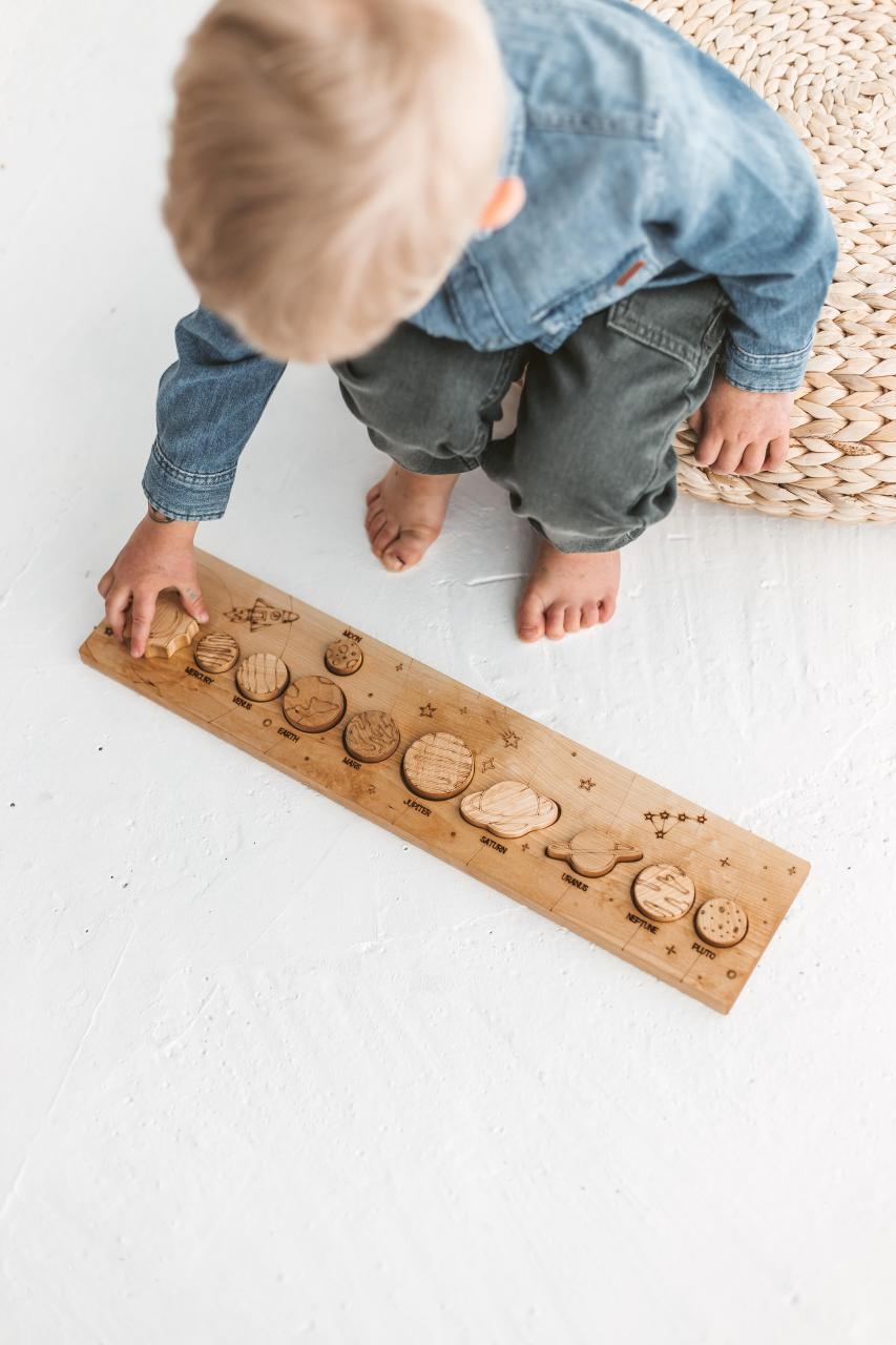 Solar system toddler puzzle toy, Montessori learning science toys, preschool