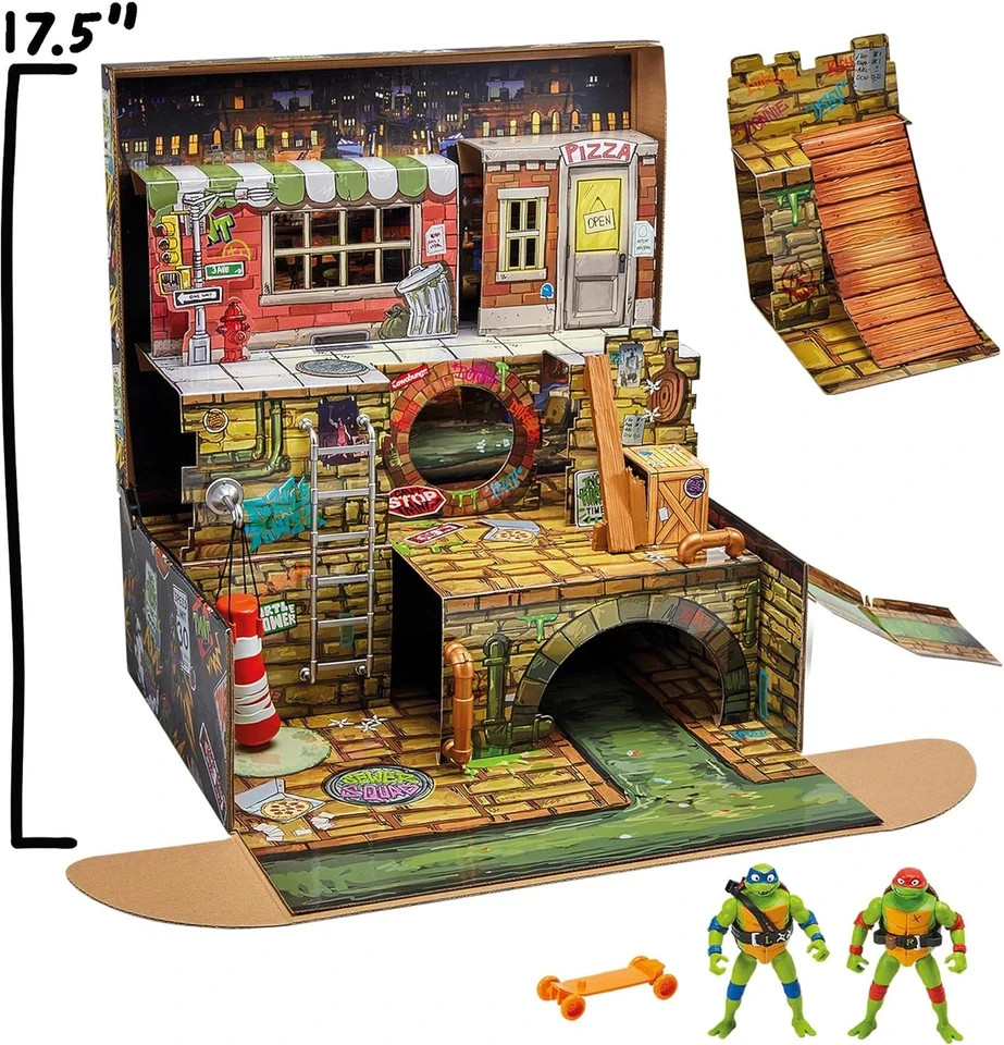 Teenage Mutant Ninja Turtles Sewer Lair Pop Up Playset Action On The Go New Toy
