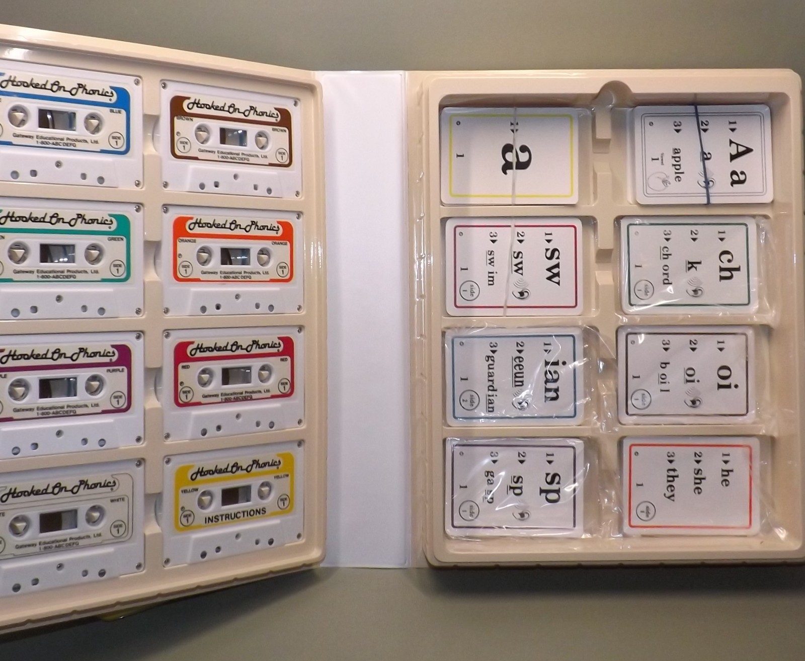 Vintage Hooked on Phonics Educational Kit, Cassette Tapes, Cards & Booklets
