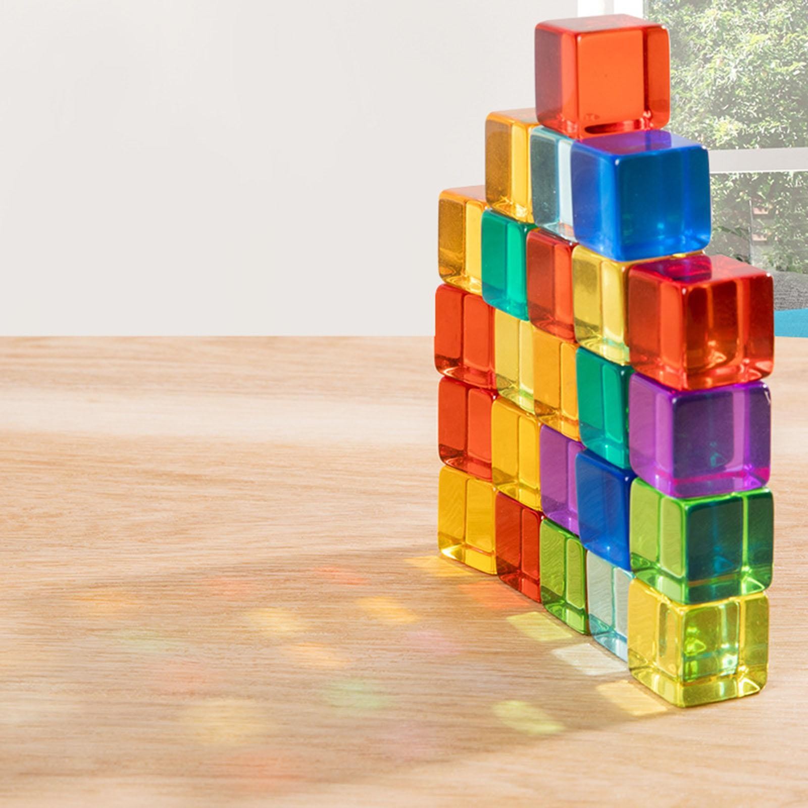 60Pcs Acrylic Cubes Sensory Training Toys Translucent