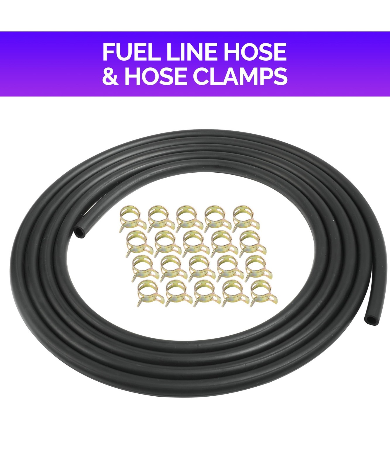 RACOONA 9.85FT Fuel Hose, 1/4″ ID with 20Pcs 2/5″ ID Hose Clamps – Stretchy F…