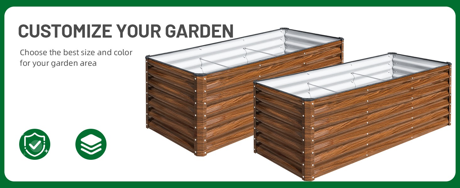 2-Pack 4x2x2FT Galvanized Raised Garden Bed Kit, Metal Planter Box for Planting