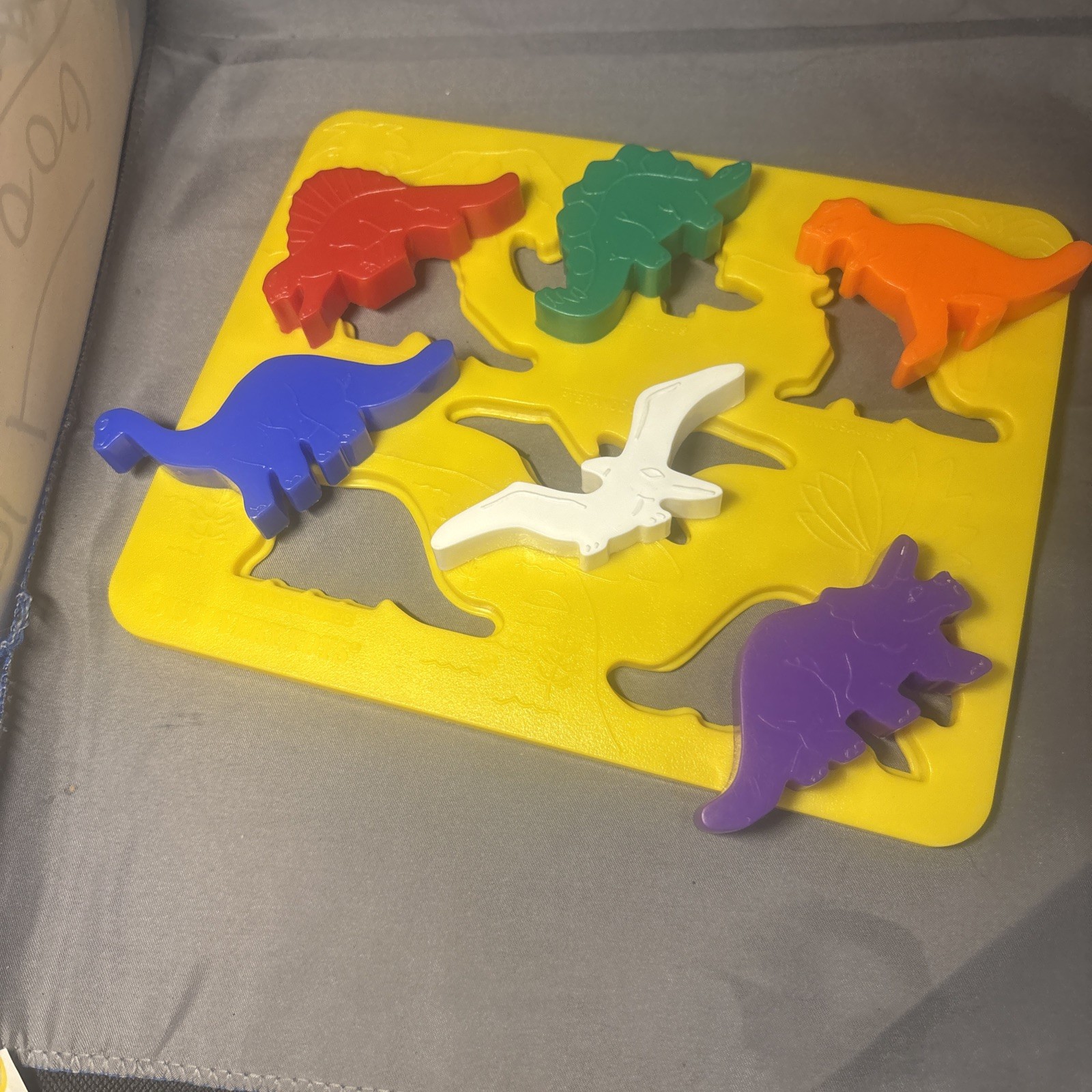 Vintage Place & Trace Puzzle Stencil Set Discovery Toys Car Dinosaur Animal Play
