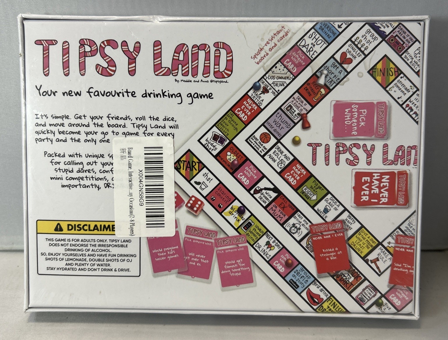 Tipsy Land Drinking Game For Friends – Party Board – College Fun!