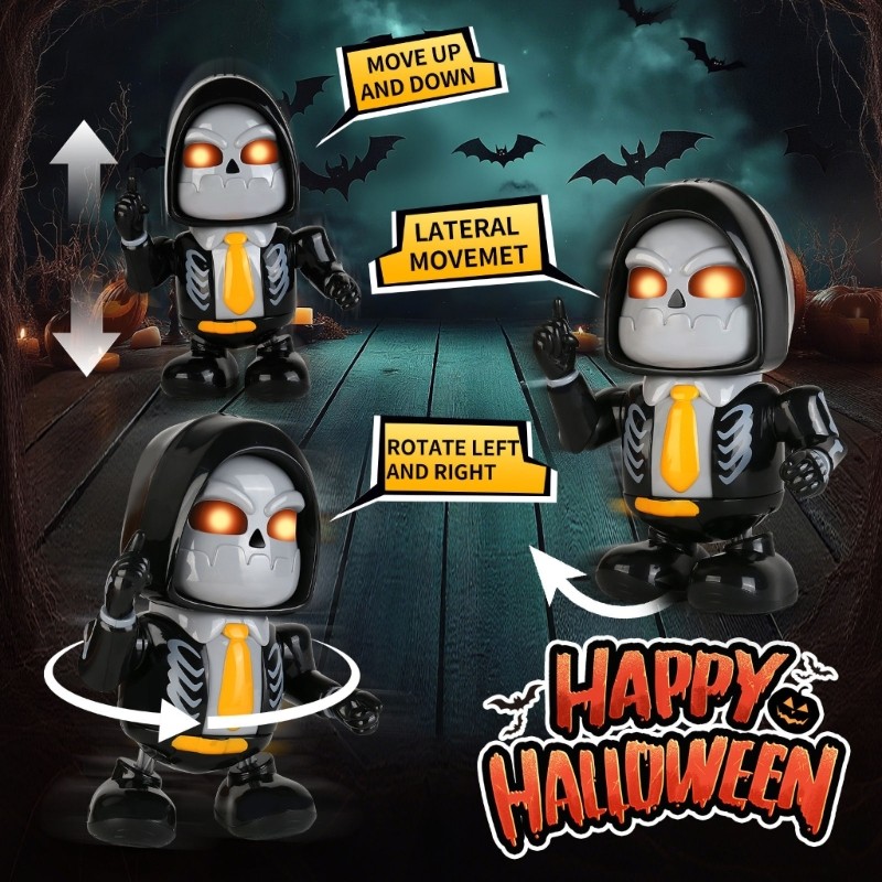 Dancing Skeleton Toy Robot Pumpkin Swinging Skeleton For Halloween Party