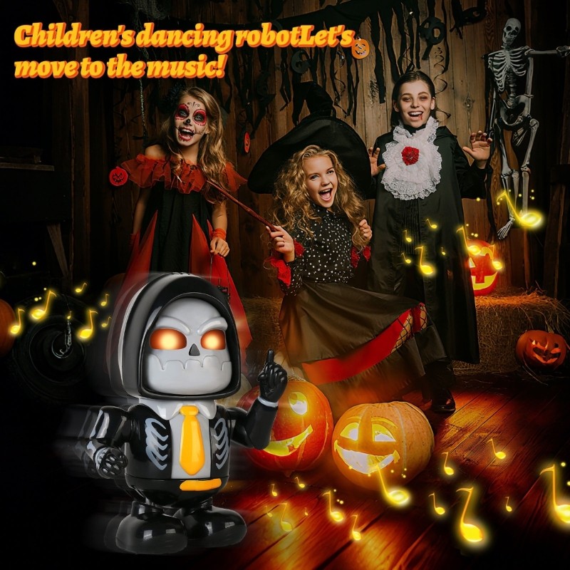 Dancing Skeleton Toy Robot Pumpkin Swinging Skeleton For Halloween Party