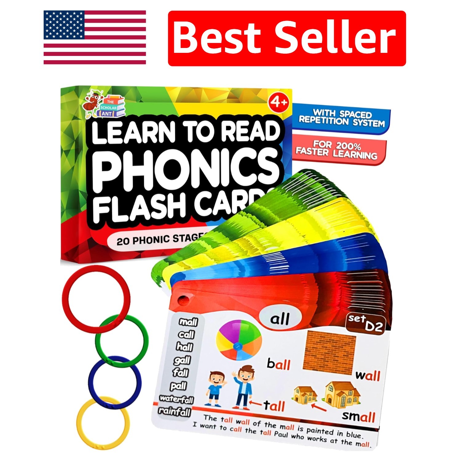 Quality Phonics Flash Cards with Spaced Repetition for Early Readers