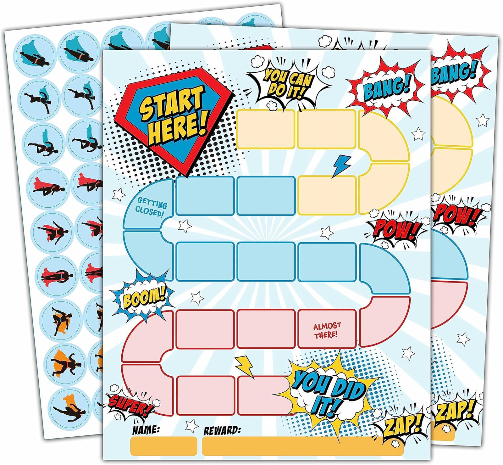 Superhero Reward Chart Kids Incentive Behavior Stickers Classroom Chore Daily