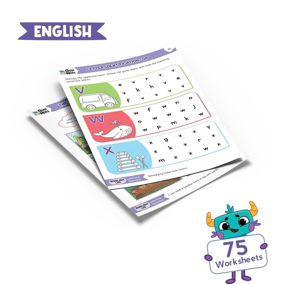 300 LKG Worksheets for Ages 3.5+ | English, Math, EVS, Science & Hindi, Index…