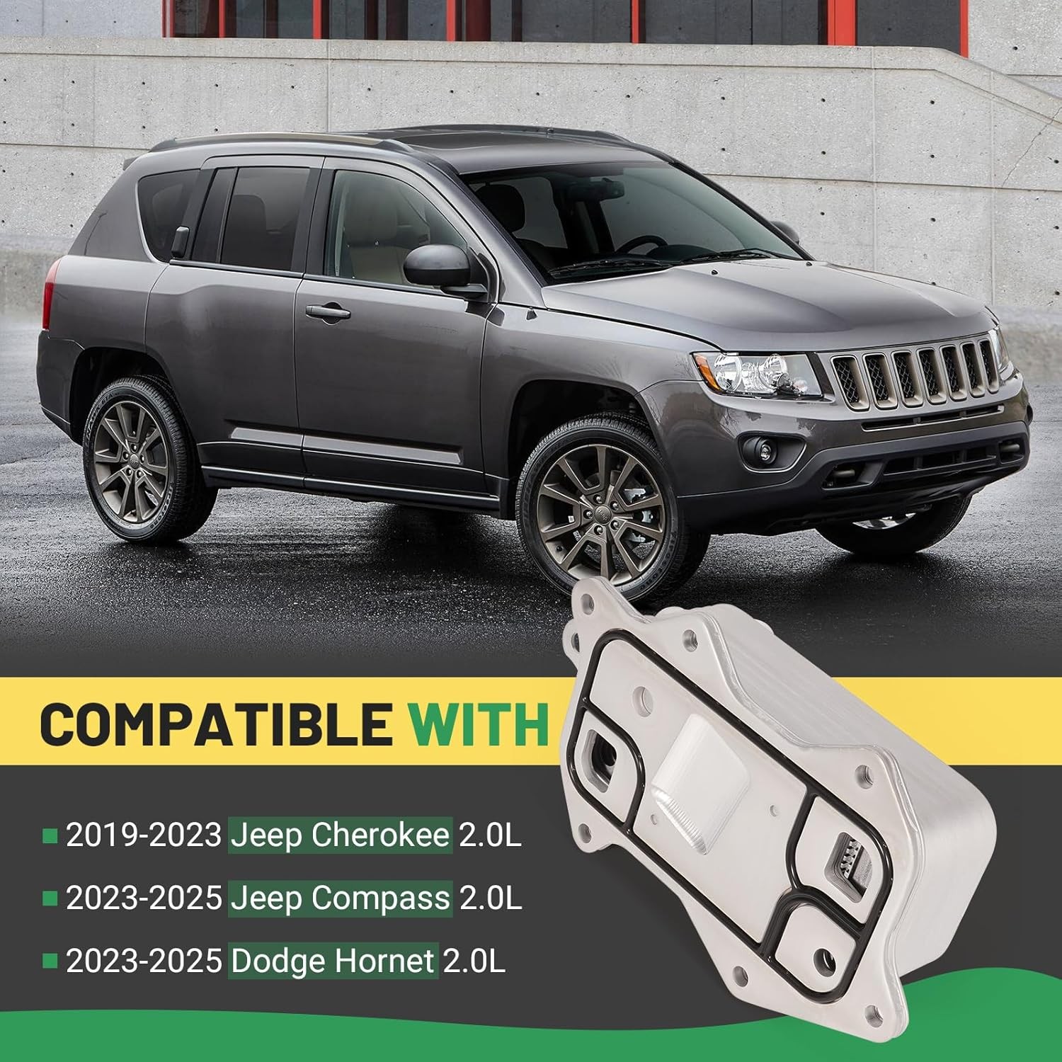 04893770AD Engine Oil Cooler Compatible with 2019-2023 Jeep Cherokee, 2023-2025