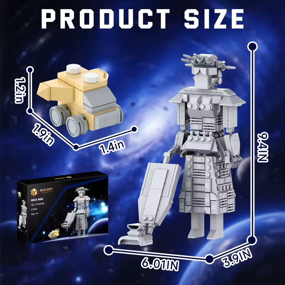 Spaceballs Mega Maid Robot Building Blocks Set, Classic Nostalgic Battle Mech Mo