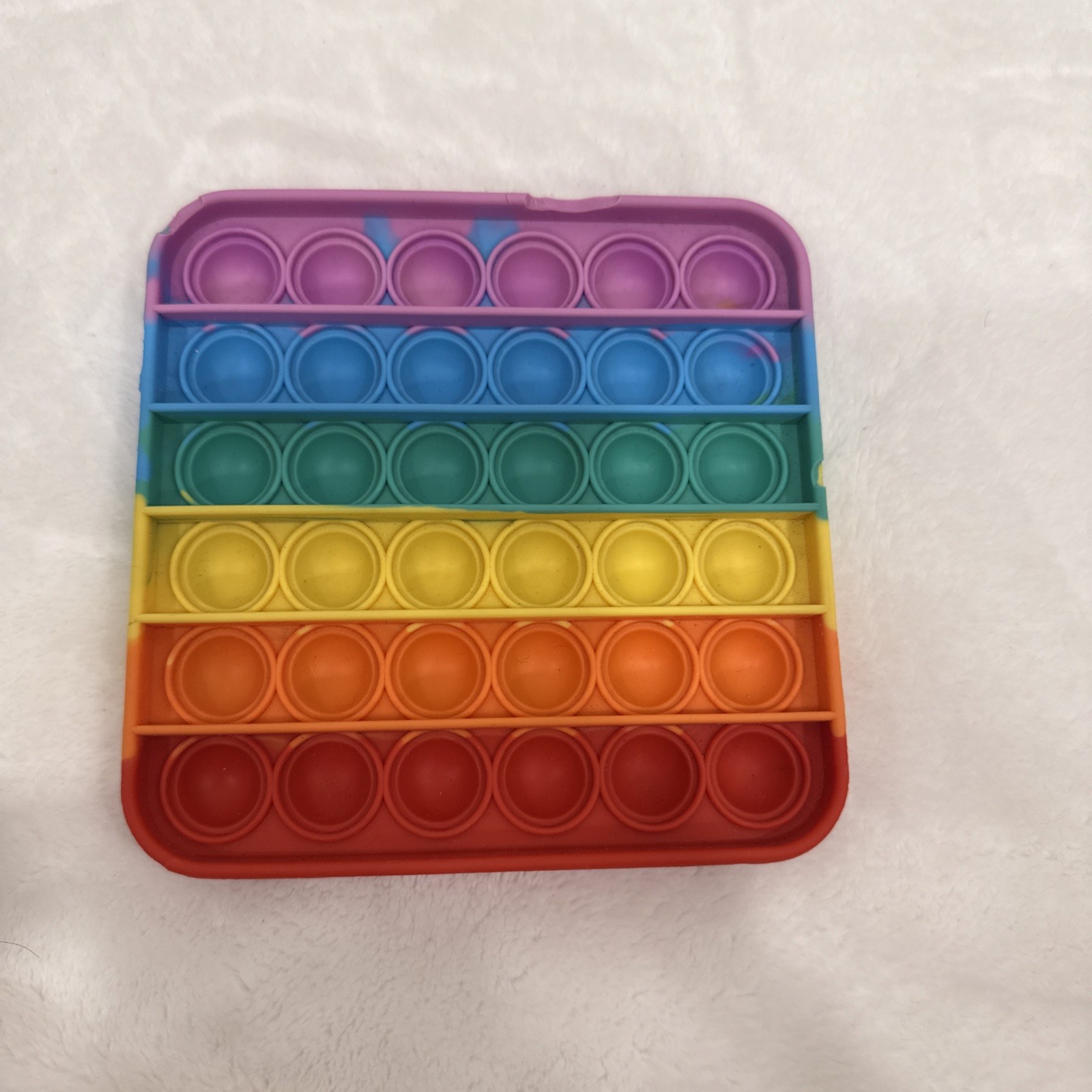 Fidget Toy Kids Fun Pop Sensory Stress Relief Bubbles Rainbow Silicone-T6